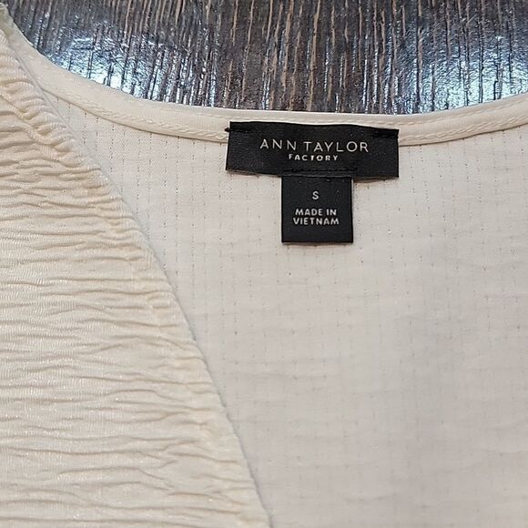 Ann Taylor Factory Off-White Faux Wrap VNeck Blouse - Picture 13 of 16